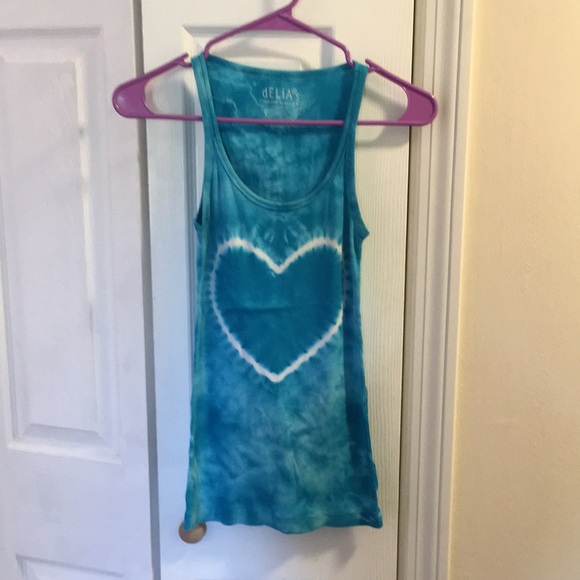 NWOT Delia’s Turquoise Blue tie-dye PEACE tank- XS - Picture 2 of 9